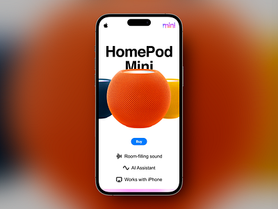 Modern UX/UI Design for HomePod Mini Showcase" ai assistant apple design clean interface creative design e commerce design homepod mini minimalist design mobile design modern ui product branding product promotion product showcase responsive design smart speaker tech ui ui design user experience user interface ux design vibrant layout