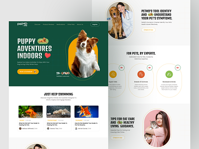 Pet Care and Health Landing Page animal cat dog e commerce healthcare website landing page minimal pet care pet doctor pet gromming pet health pet services pet shop pet store pet web product design puppy veterinarian veterinary web design