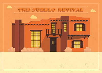 The Pueblo Revival - House Illustrations architecture design graphic design house illustration