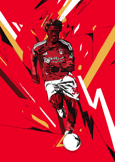 Ola Aina character football football player footballer full back illustrated football illustration illustrator nottingham forest ola aina people portrait portrait illustration procreate soccer soccer illustrated soccer player