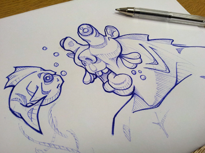 Fish Bait illustration lineart sketch