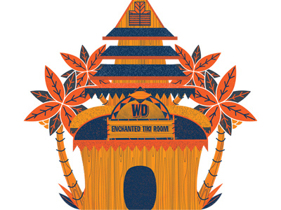 Tiki Room Tower 4 blue disney enchanted tiki room orange parrot poster tiki yellow