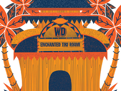 Tiki Room Tower 3 blue disney enchanted tiki room orange parrot poster tiki yellow