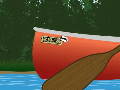 Spring Patch-Canoe Concept canoe illustration packaging paddle river sticker water