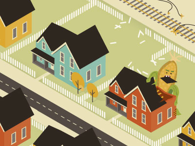 Cornzilla 2011 combine illustration website