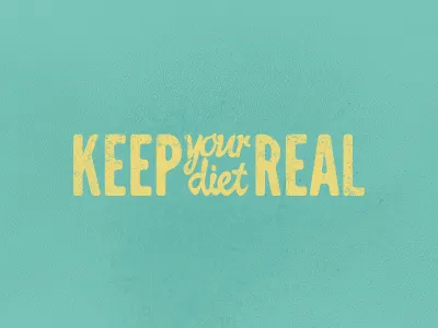 Keep Your Diet Real - color options branding colors logo texture type typography