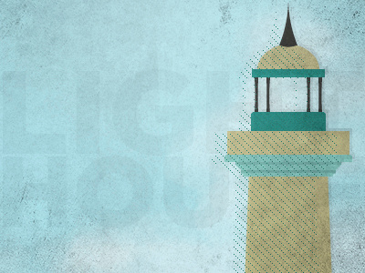 The House of Light blue building illustration light lighthouse ocean retro sea texture waves