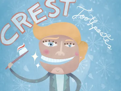 Crest Toothpaste poster crest hand done illustration poster sparkle toothpaste typography