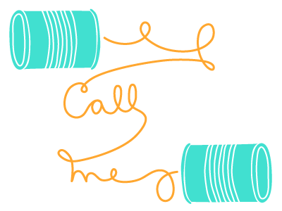 call me aqua can phone cursive orange typography