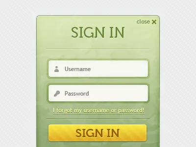 Sign in UI gui in interface log in password sign sign in ui username