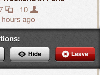 Hide / Leave Buttons app application buttons icons interface ios iphone photo photography texture ui user user interface