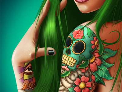 Tattoo girls green illustration tattoo