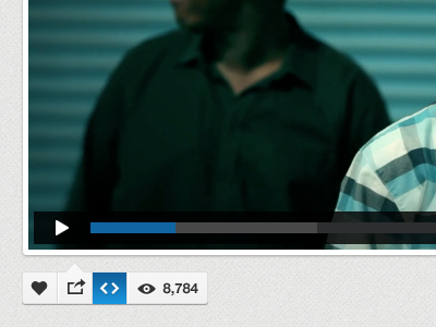 Video player component actions blue button component design embed player share ui