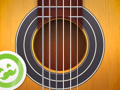 Guitar bright green guitar icon orange simple smiley sticker strings wood yellow