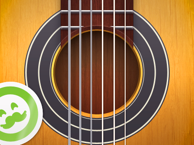 Guitar bright green guitar icon orange simple smiley sticker strings wood yellow