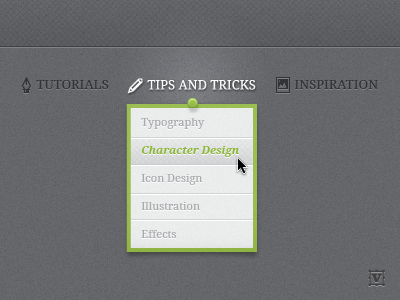 Vectips Navigation drop down icons illustrator navigation ui vector