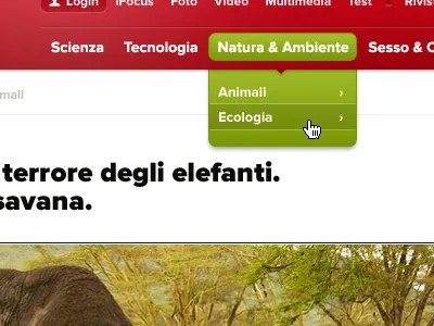 Navigation drop down green menu navigation red