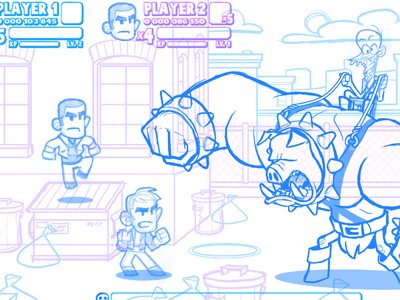 Super Action Bros - Sketch cartoon character concept design draft drawing game illustration monster sketch videogame