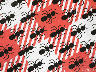 Ants! ants black gingham marching pattern picnic blanket red white