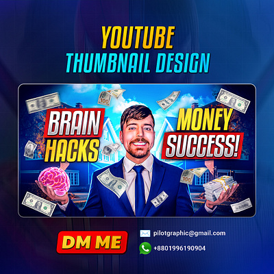 Business YouTube Thumbnail Design banner brain branding business cover art flyer graphic design lifestyle logo manipulation money mrbeast photo editing post print design social media post success thumbnail video thumbnail youtube