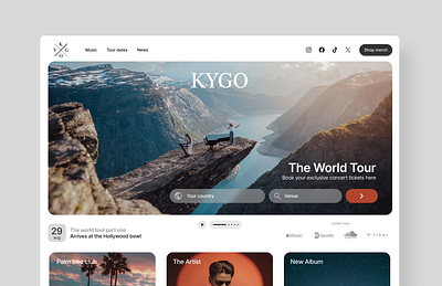 Website redesign for Kygo Music. branding design landing page ui ux webdesign