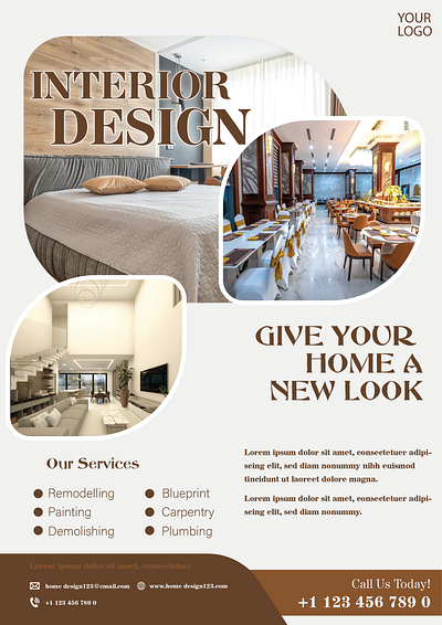 Interior Design Business Free Flyer PSD Template 5$ branding design flyer flyer design graphic design home design house house design interior design poster poster design