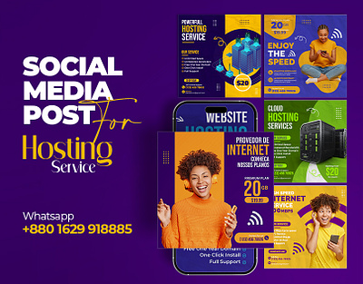 Social media post design for Hosting Service advertisement business corporate design flyer graphic design illustration instagram flyer marketing social media post template