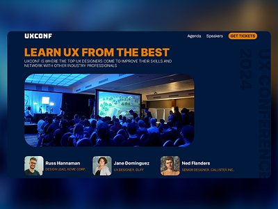 Landing Page for UXCONF bold typography conference conference branding corporate corporate event design design networking digital event platform event web design interactive layout landing page minimalist design professional event layout responsive event website ticket booking ui design user experience ux design ux ui uxui