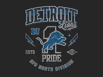 Detroit Lions - One Pride akhzart american football apparel apparel design dan campbell detroit lions detroit tigers distressed football lovers football player graphic design grunge marvin gaye merchandise michigan wolverine nfl retro sport t shirt vintage