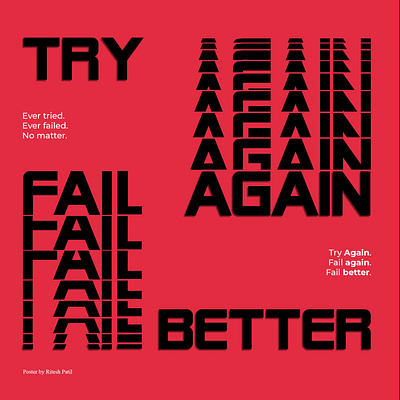 Try Again, Fail Better: A Bold Typography Poster design fail graphic design illustration motivation photoshop poster quote text try typography