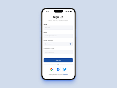 Daily UI #001 - Sign Up 100 day ui challenge daily ui daily ui challenge day 01 mobile ui sign up sign up form ui ui design visual design