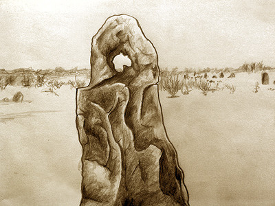 Pinnacle 1 illustration landscape nature rock sepia