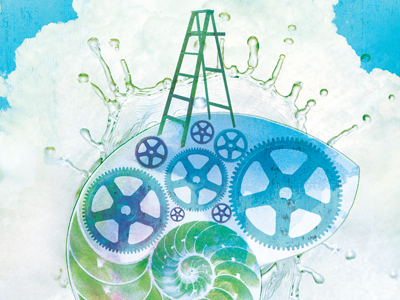 Thought Process clouds gears illustration nature shell splash