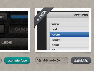 Latest shot button dribbble portfolio ribbon tag thumbnail turquoise ui web