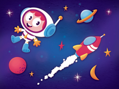 Space astronaut illustration moon planet space stars