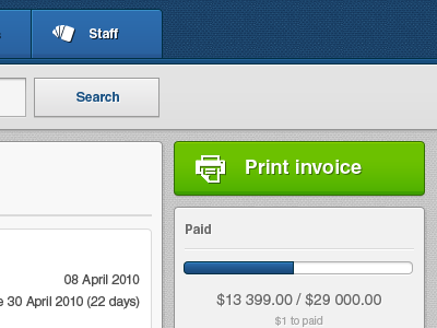Floom2 app bar blue button floomapp green invoice print ui