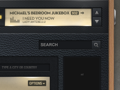 Mini player browser ipad leather media player search ui wood