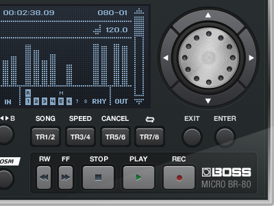 Boss BR-80 iphone app app audio buttons digital recorder iphone mobile interface