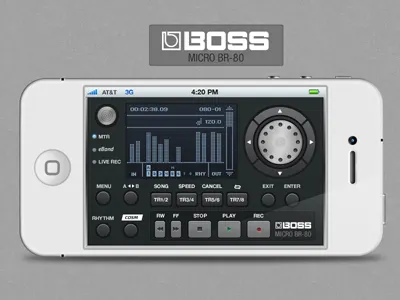 Boss BR-80 iphone app app audio buttons digital recorder iphone mobile app mobile interface music