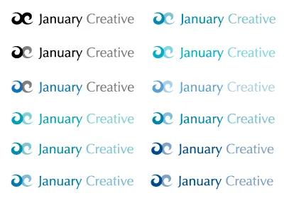 January Creative Logo Exploration blue blue green logo mark type