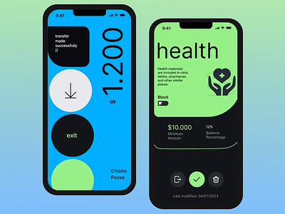 Modern Financial Transaction and Health Expense Management UI balance monitoring bright color palette clean interface expense categories finance app ui financial tools health budgeting health expense tracking interactive design minimalist design mobile banking modern ui design money management payment success screen personalized settings seamless financial operations simple navigation tools transaction confirmation user friendly navigation visual aesthetic optimization