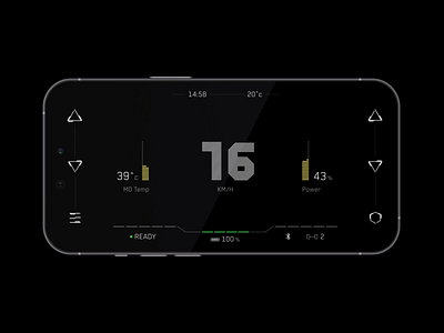 UI design for an RC car mobile phone controller animation automotive cluster controller gauge hmi instrument cluster mobile motion graphics phone rc speedometer ui uxui