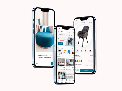 E-commerce Furniture Store - Mobile App UI Design branding decor design e commerce ecommerce app furniture furniture app furniture app ui design furniture e commerce app furniture store graphic design interior design mobile app design mobile app ui mobile application online shopping shopping app ui ui design ux