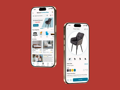 E-commerce Furniture Store - Mobile App UI Design branding decor design e commerce ecommerce app furniture furniture app furniture app ui design furniture e commerce app furniture store graphic design interior design mobile app design mobile app ui mobile application online shopping shopping app ui ui design ux