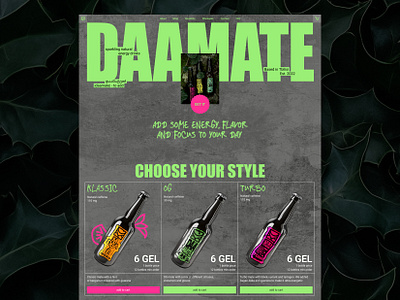 DAAMATE | Natural energy drink branding concept ecommerce energy drink food and drinks redesign typography ui webdesign