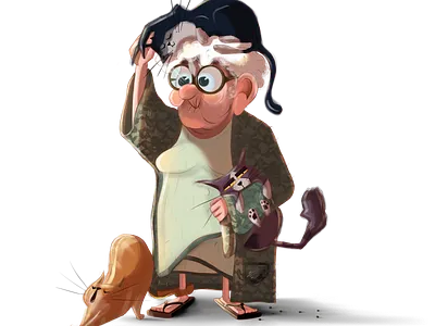 Meet Magda catlady cats colors design grandma illustration missingteeth procreate