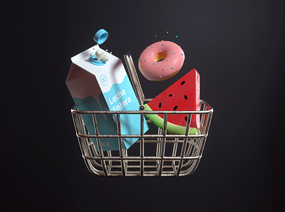 Supermarket 3d app c4d character design icon illustration market render supermarker vago3d web