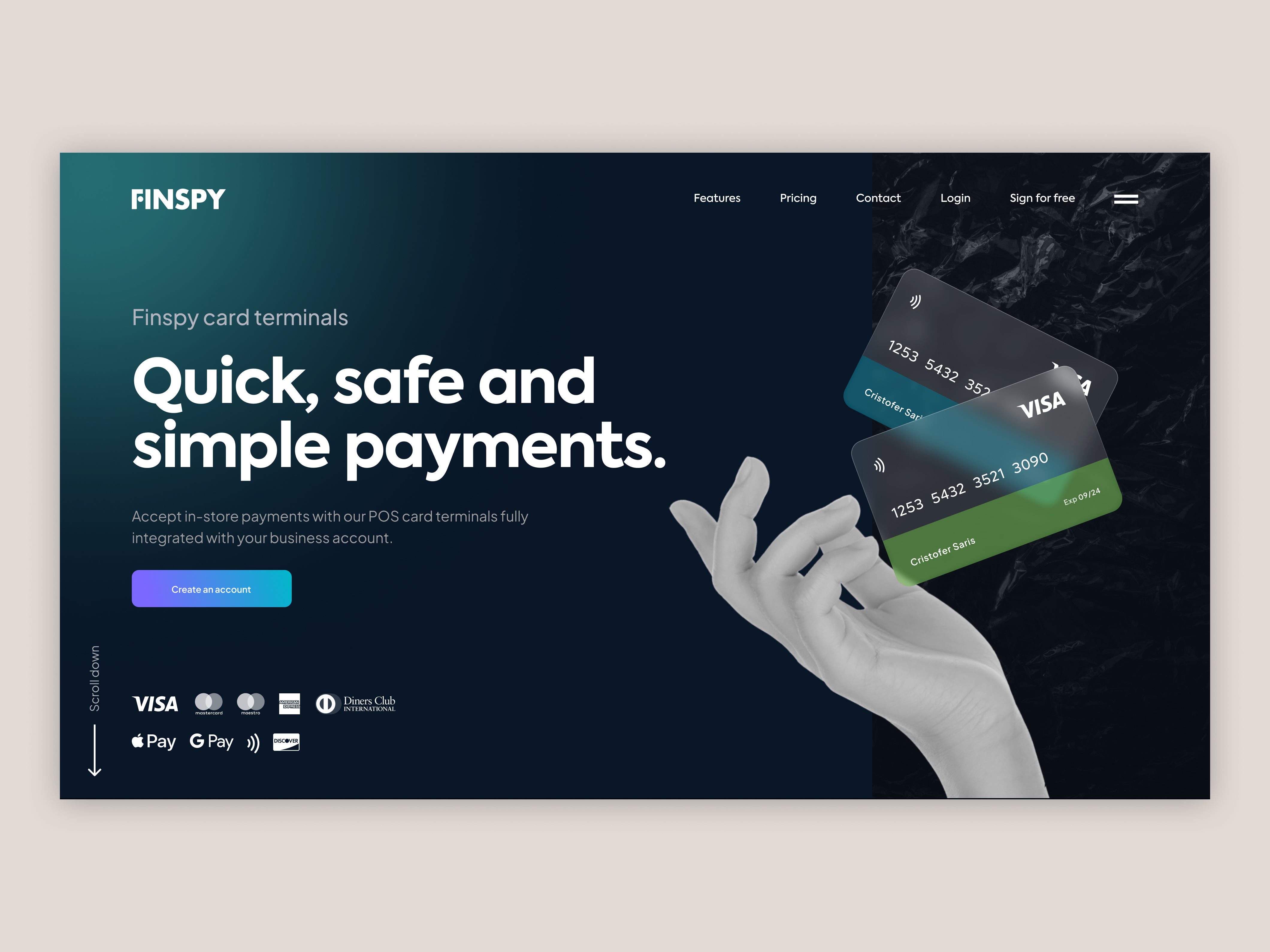Finspy - Digital Bank Landing Page UI animation animation bank banking banking web banking website card clean finance finance web fintech home page landing page money motion graphics ui ui animation uiux web web design website
