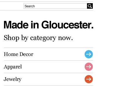 Gloucester Goods black e commerce georgia helvetica white