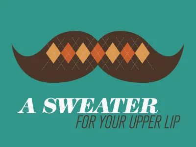 Sweater Stache 1 argyle moustache mustache retro typography vintage